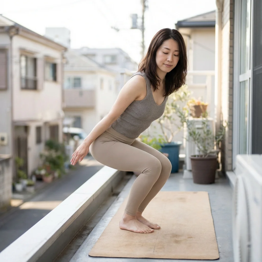 朝の光の中でヨガの呼吸法を実践する女性