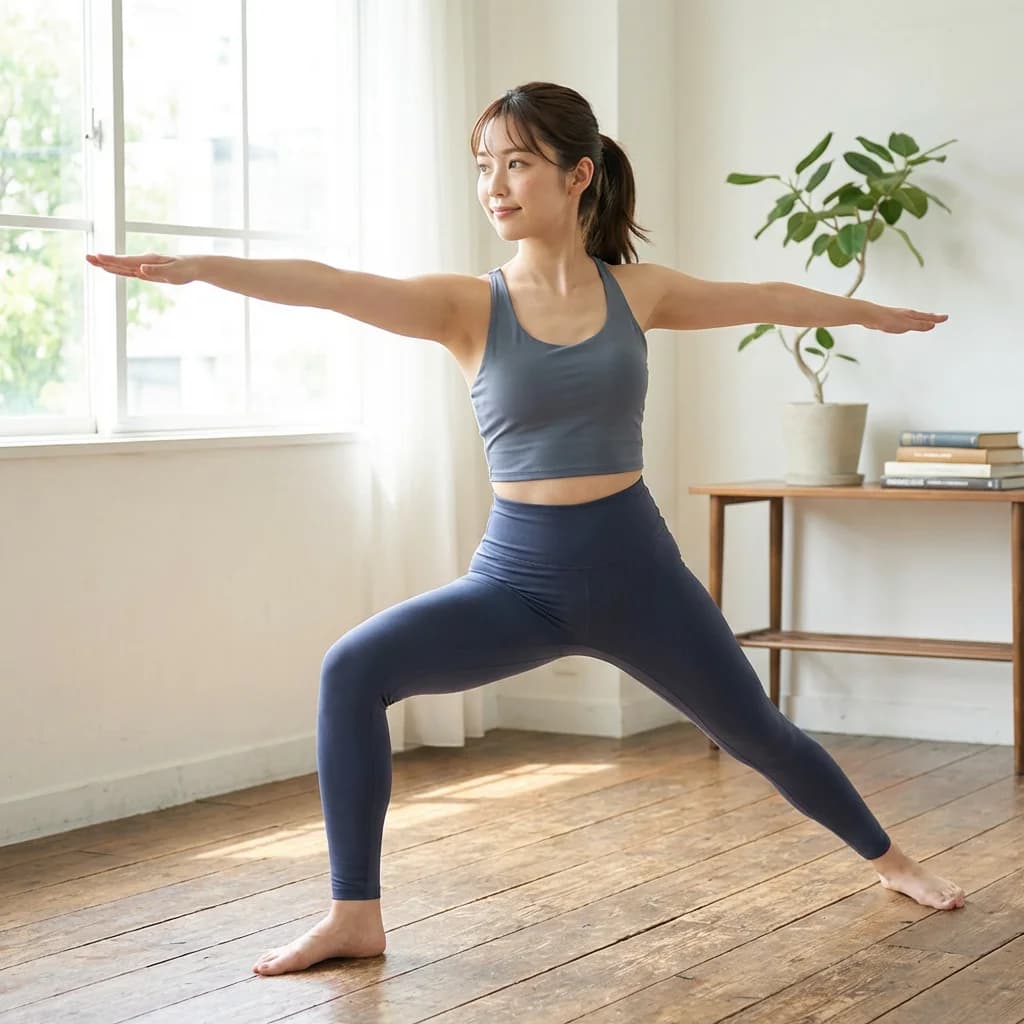 ヨガマットとテキストが置かれた明るいスタジオの様子