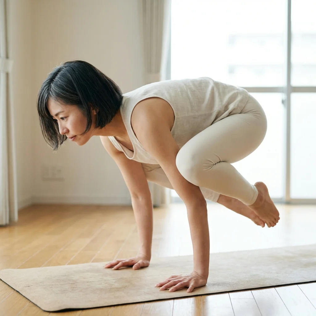 自宅でオンラインヨガ資格の学習に取り組む女性