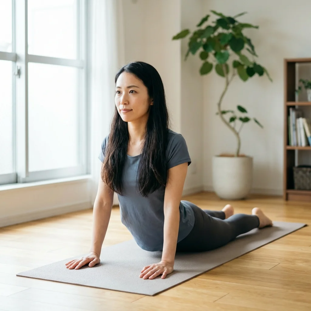 子育てママがヨガを実践している日常のひとコマ