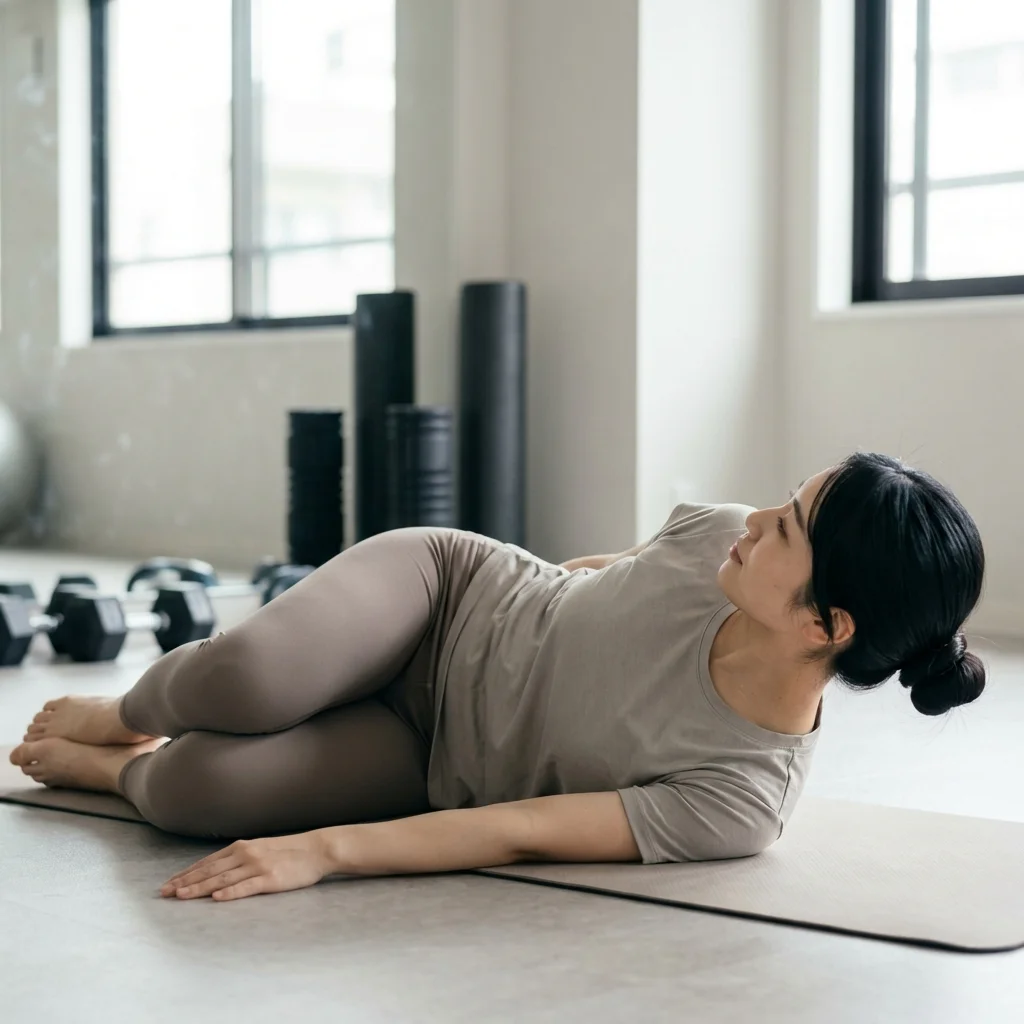 ヨガ資格の学び方を考える女性がマットの上で座っている様子